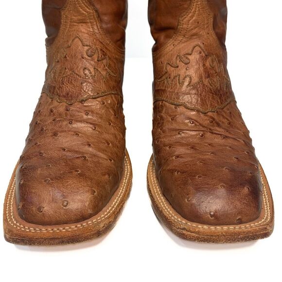 Lucchese 2000 Ostrich Skin Leather Western Brown Square Toe Cowgirl Boot Size 7 - Picture 3 of 9